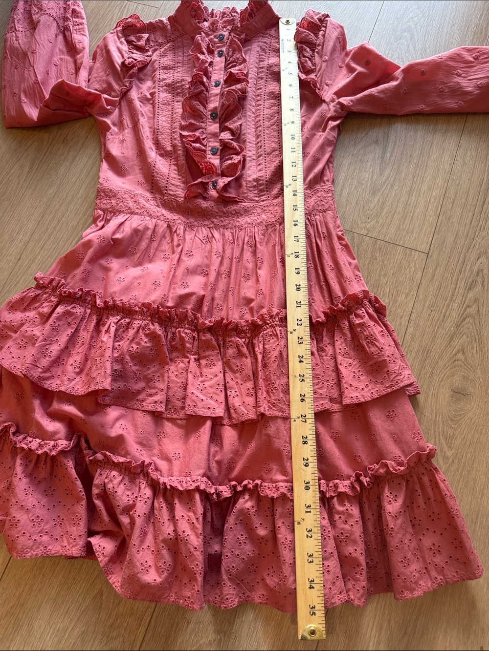 Boden Mixed Broderie Shirt Dress Dusty Red Pink Size 4 - Picture 15 of 16